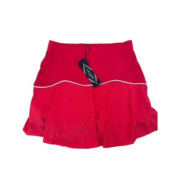 (XS) NWT $145 L'ETOILE SPORT Performance Team Skort In Red/white - Picture 2 of 4